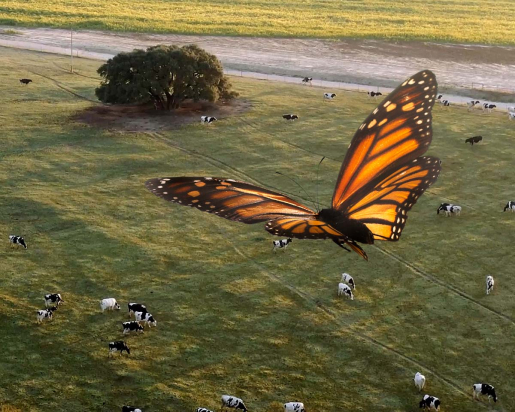 butterfly flying above field