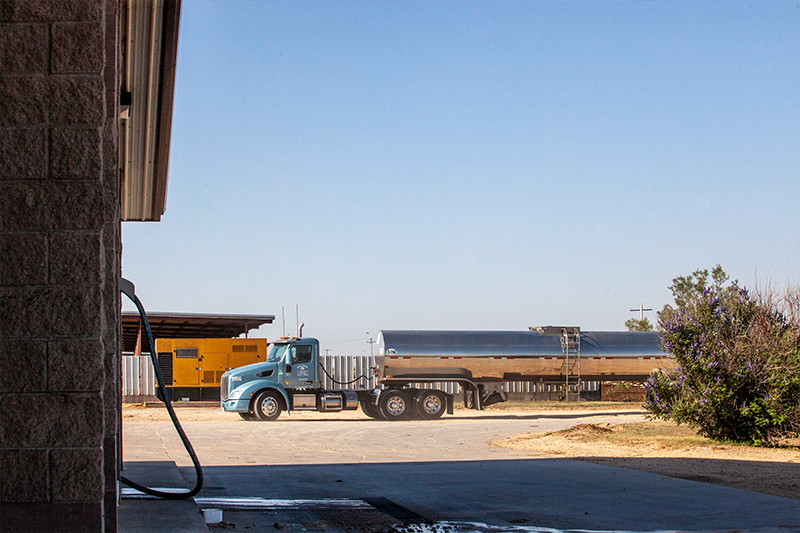 A tanker truck arrives at Legacy Farms to pick up milk