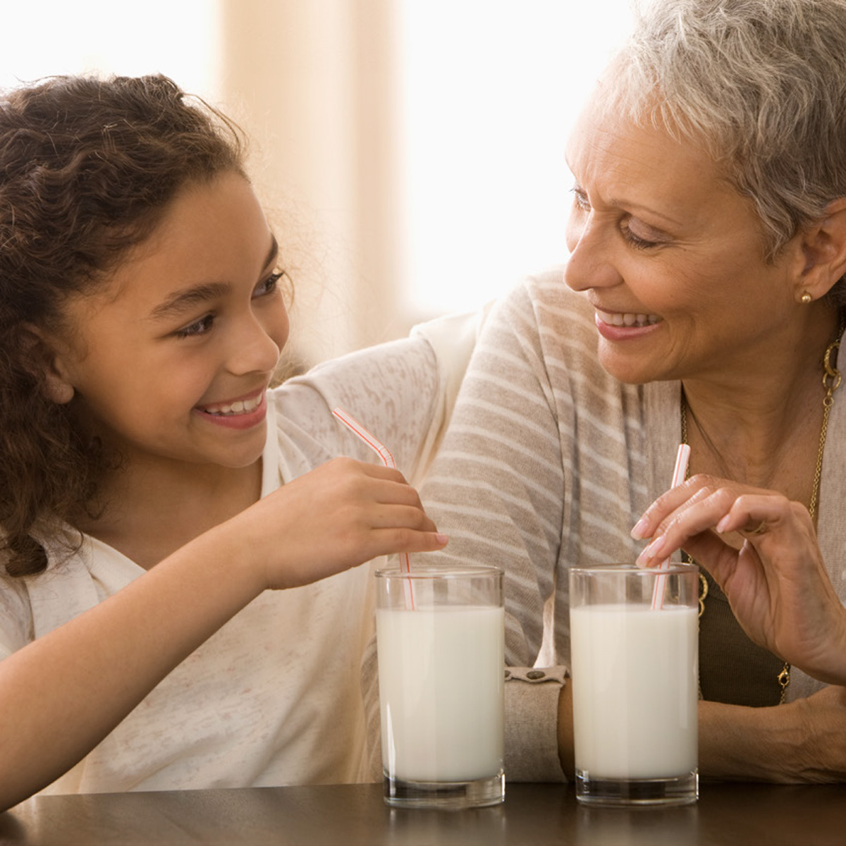 People drinking milk