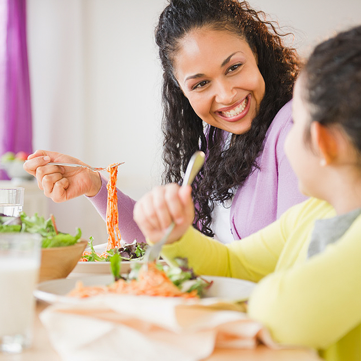 People eating salad