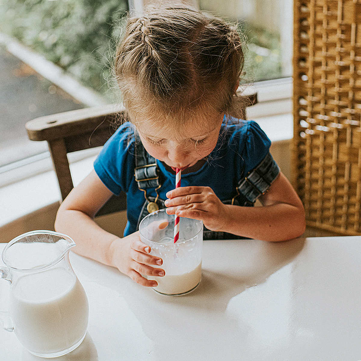 Girl drinking milk