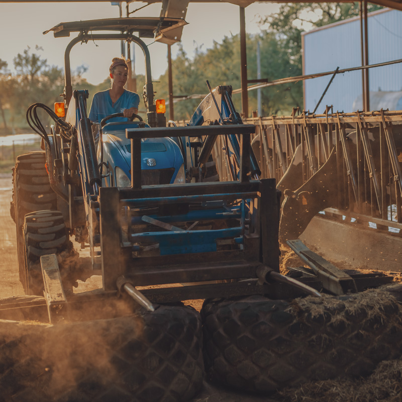 Farmer operating a tractor