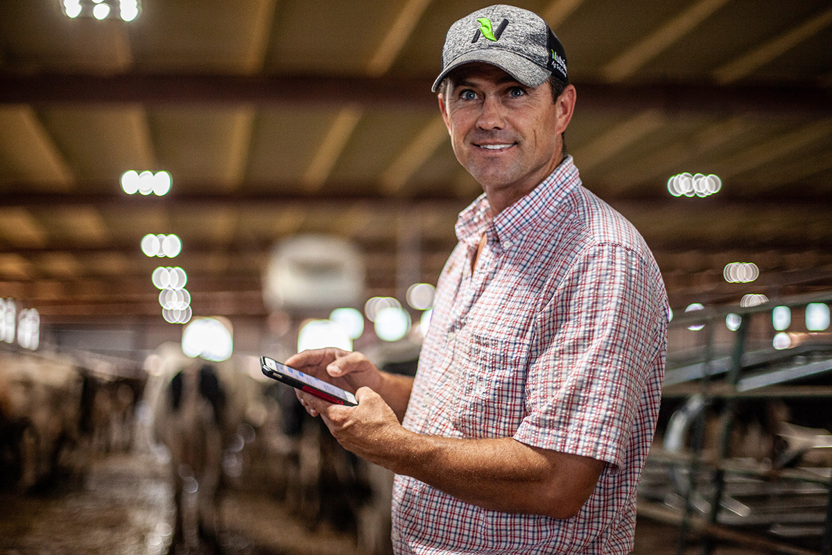 Will Collier checks on his herd via cell phone app.